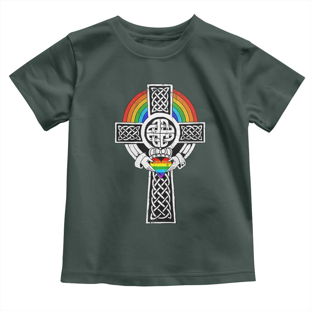 Rainbow Celtic Claddagh Cross Toddler T Shirt