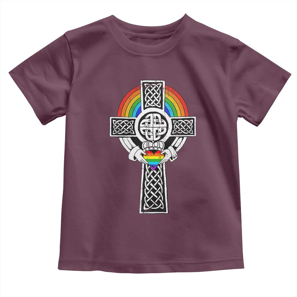 Rainbow Celtic Claddagh Cross Toddler T Shirt