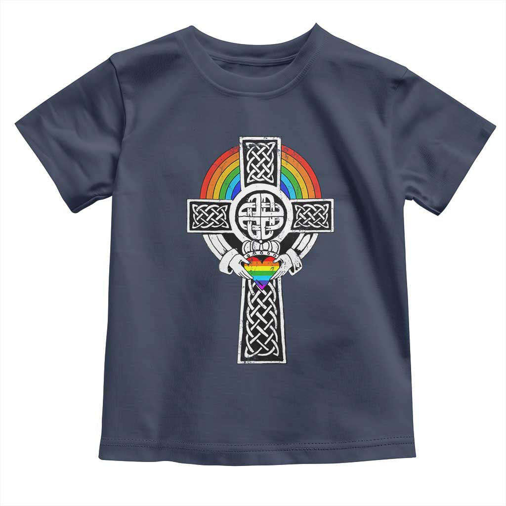 Rainbow Celtic Claddagh Cross Toddler T Shirt