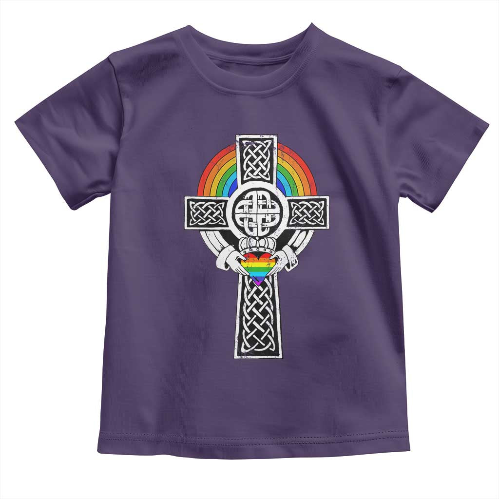 Rainbow Celtic Claddagh Cross Toddler T Shirt