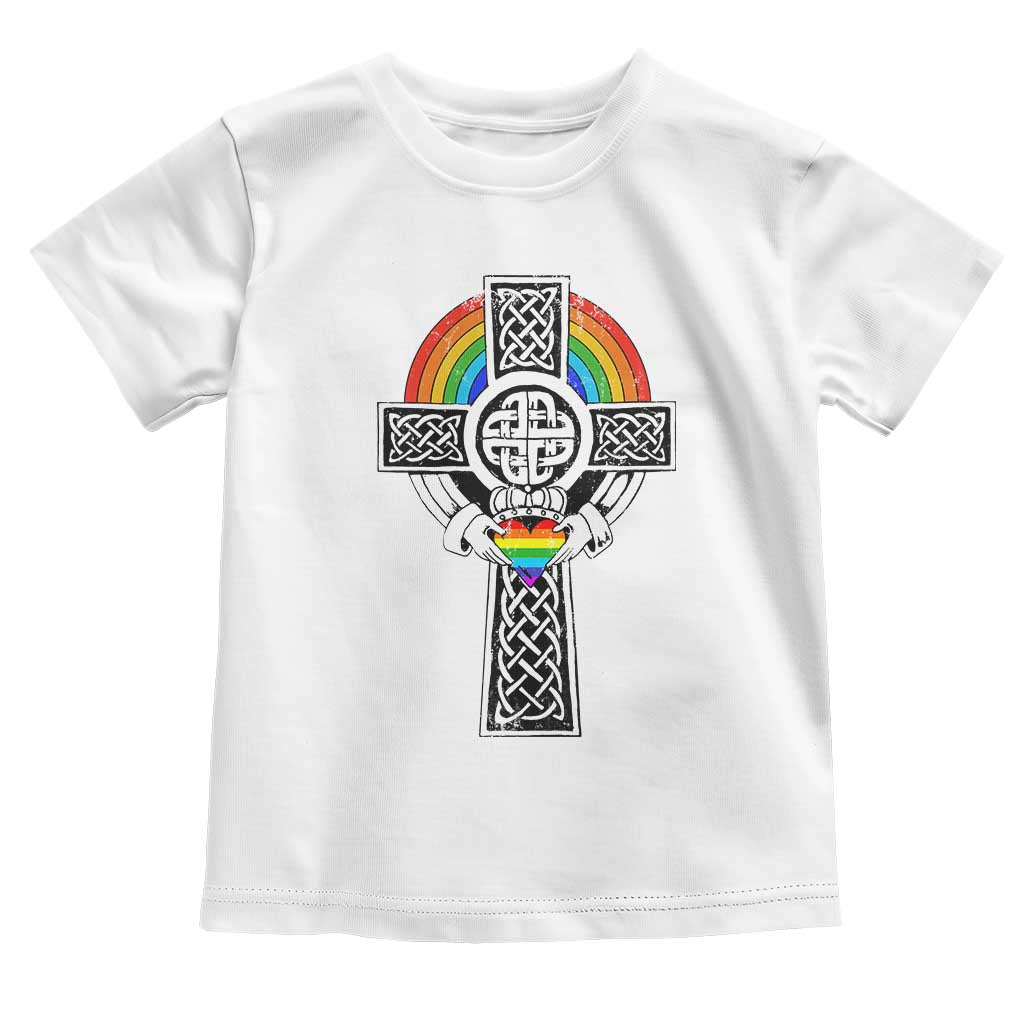 Rainbow Celtic Claddagh Cross Toddler T Shirt