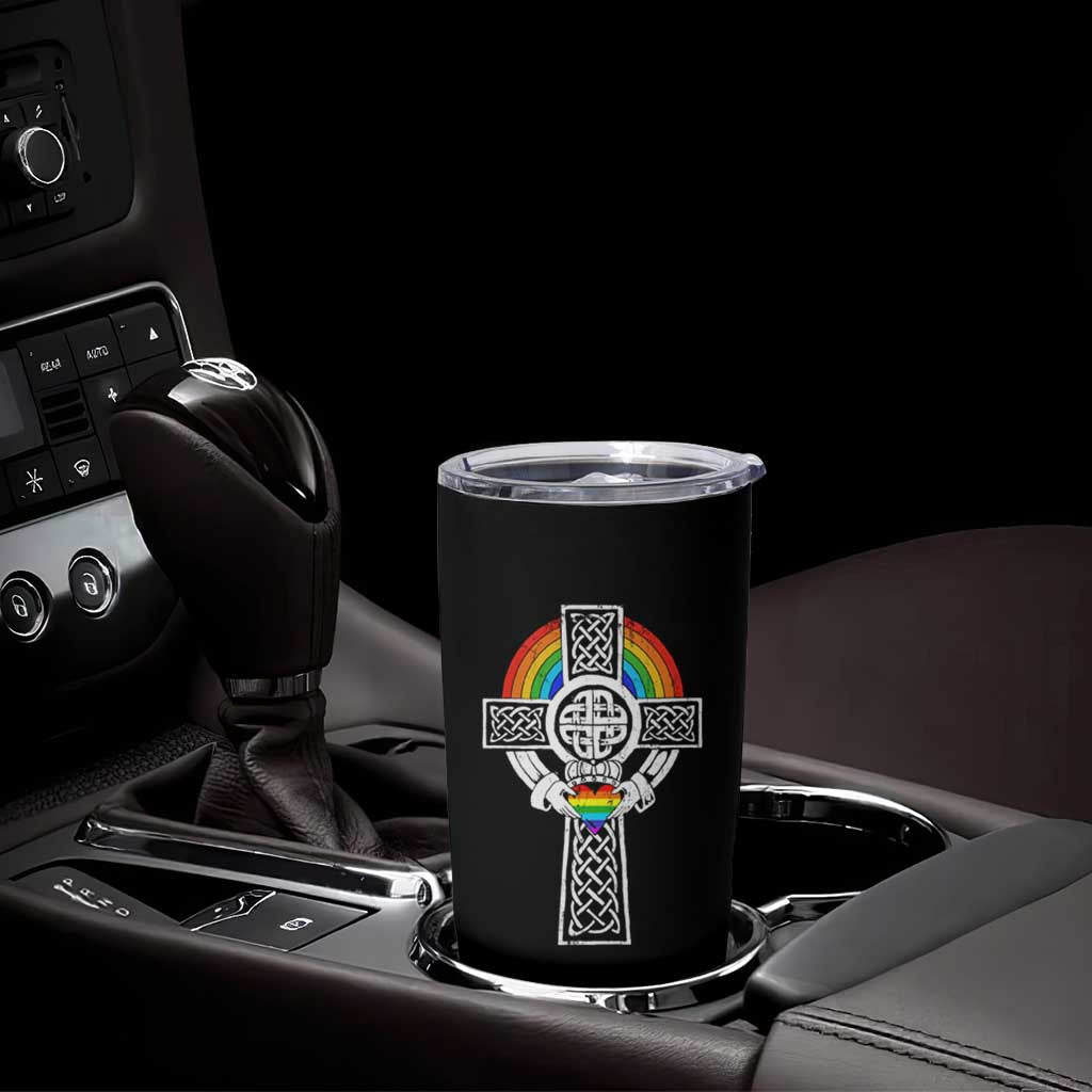 Rainbow Celtic Claddagh Cross Tumbler Cup