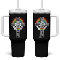 Rainbow Celtic Claddagh Cross Tumbler With Handle