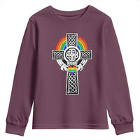Rainbow Celtic Claddagh Cross Youth Sweatshirt