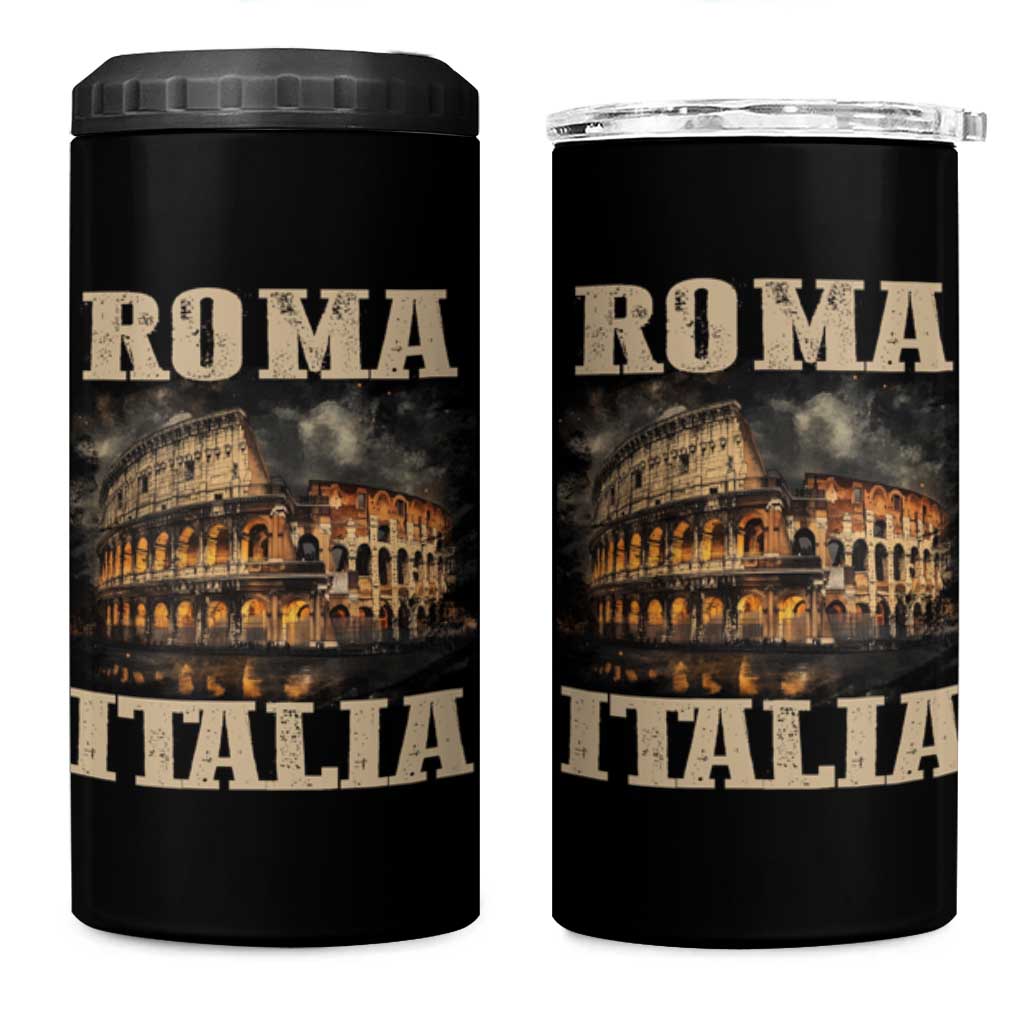 Roma Italia Colosseum 4 in 1 Can Cooler Tumbler Vintage Italy Rome