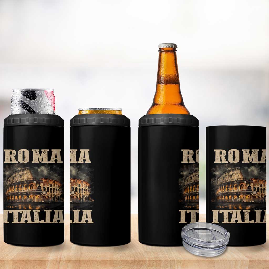 Roma Italia Colosseum 4 in 1 Can Cooler Tumbler Vintage Italy Rome