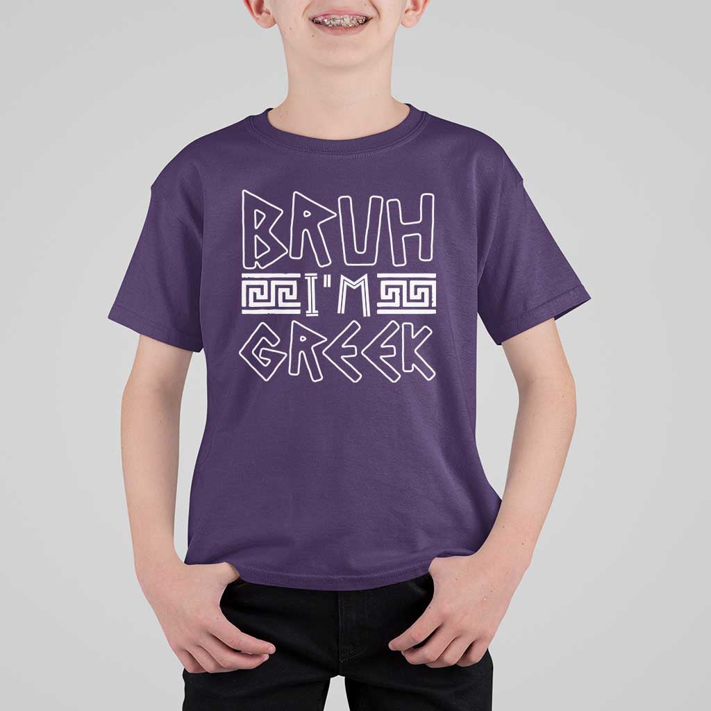 Proud Greece T Shirt For Kid Bruh I'm Greek