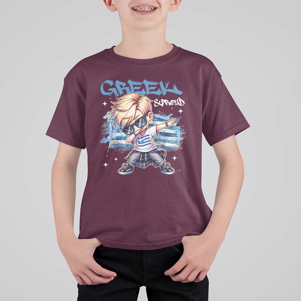 Funny Greek Boy T Shirt For Kid Greek And Proud Dabbing