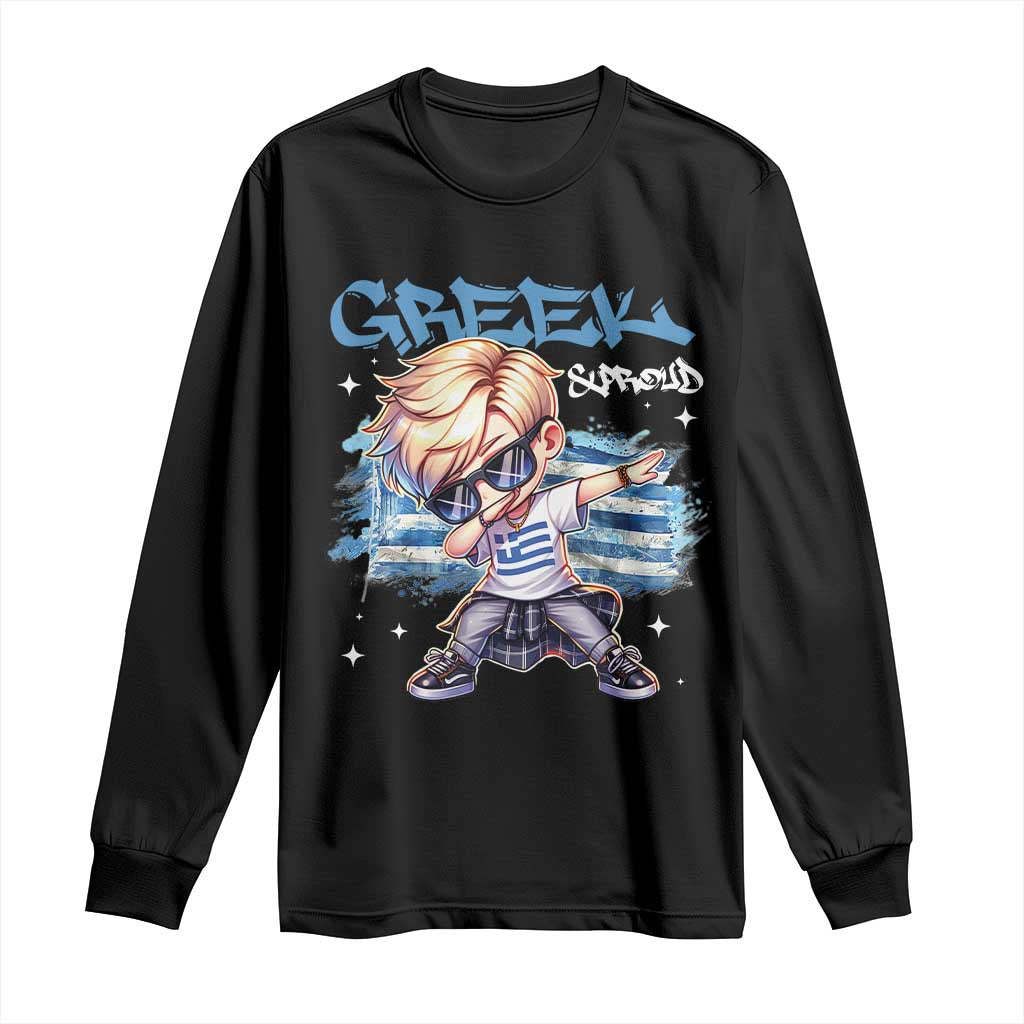 Funny Greek Boy Long Sleeve Shirt Greek And Proud Dabbing