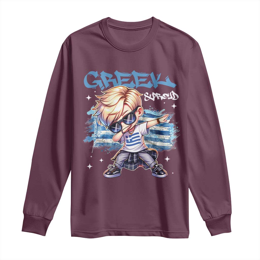 Funny Greek Boy Long Sleeve Shirt Greek And Proud Dabbing