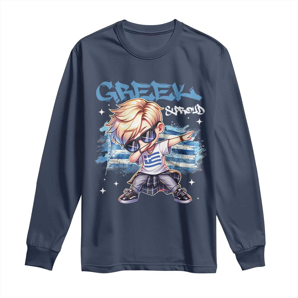 Funny Greek Boy Long Sleeve Shirt Greek And Proud Dabbing