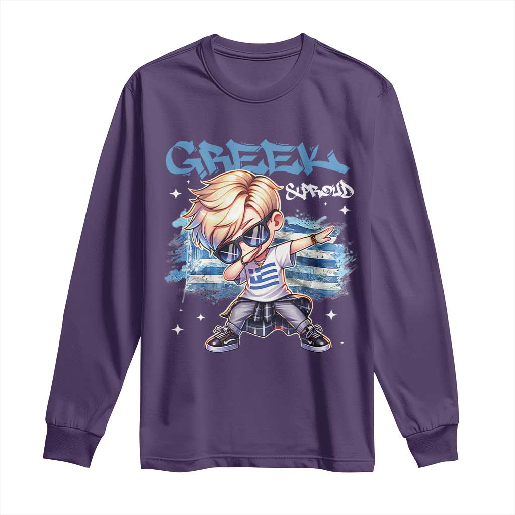 Funny Greek Boy Long Sleeve Shirt Greek And Proud Dabbing