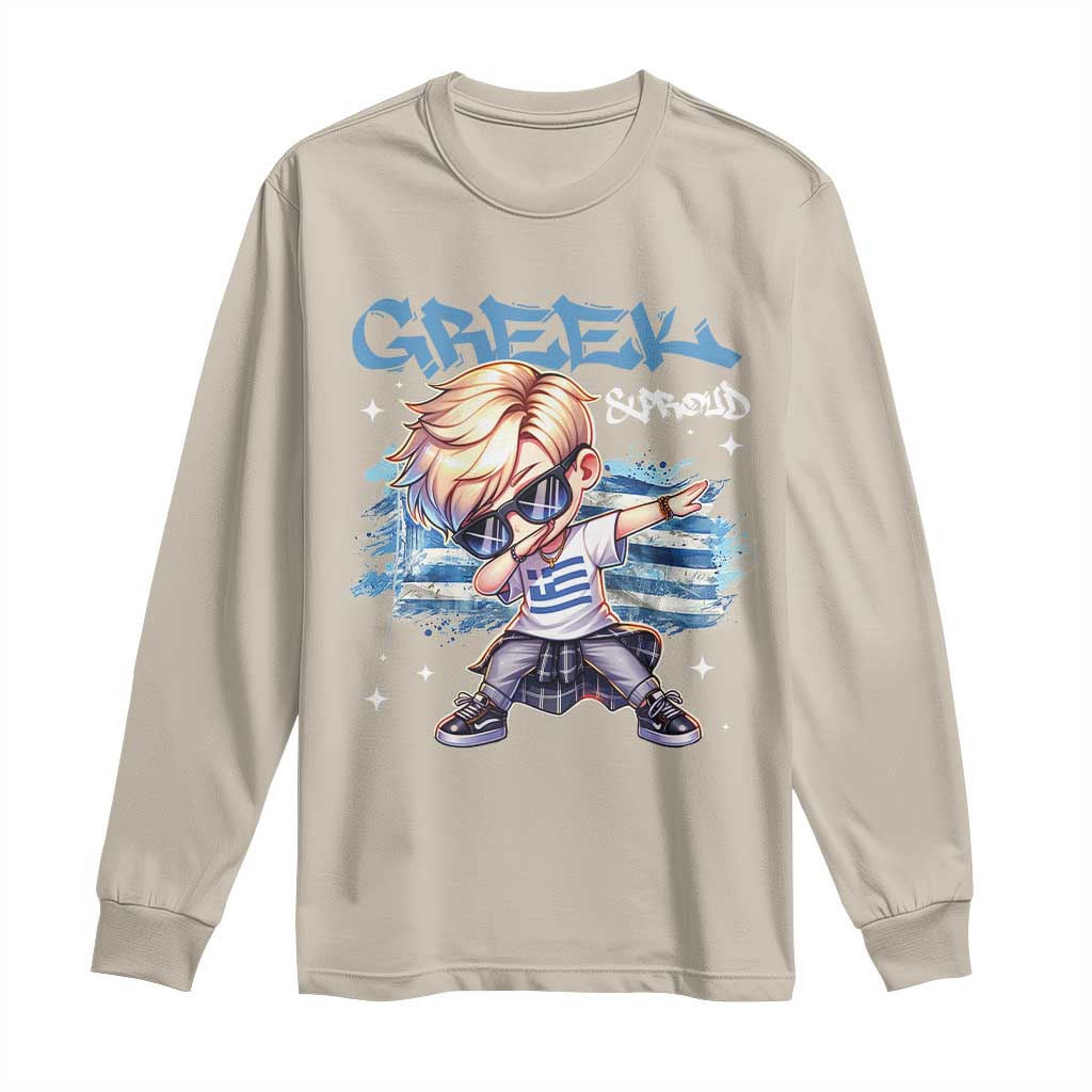 Funny Greek Boy Long Sleeve Shirt Greek And Proud Dabbing