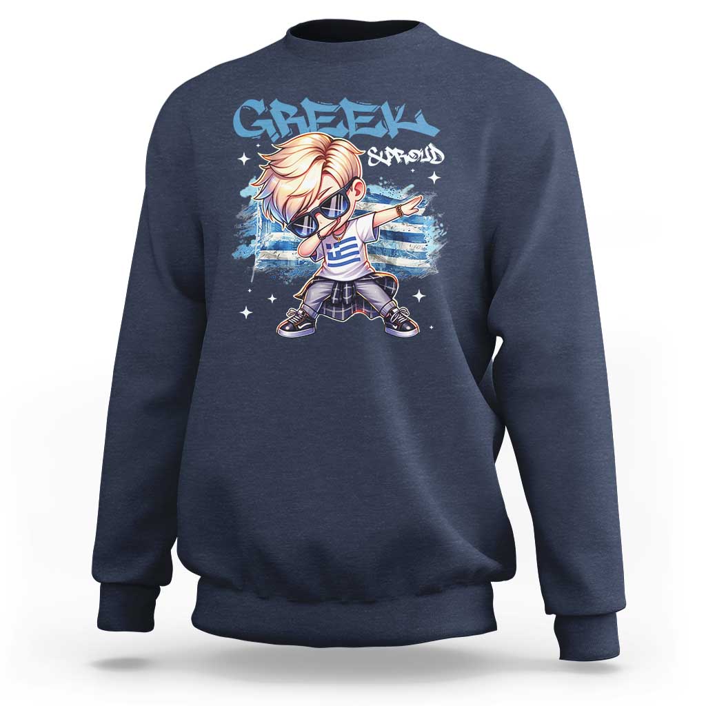 Funny Greek Boy Sweatshirt Greek And Proud Dabbing