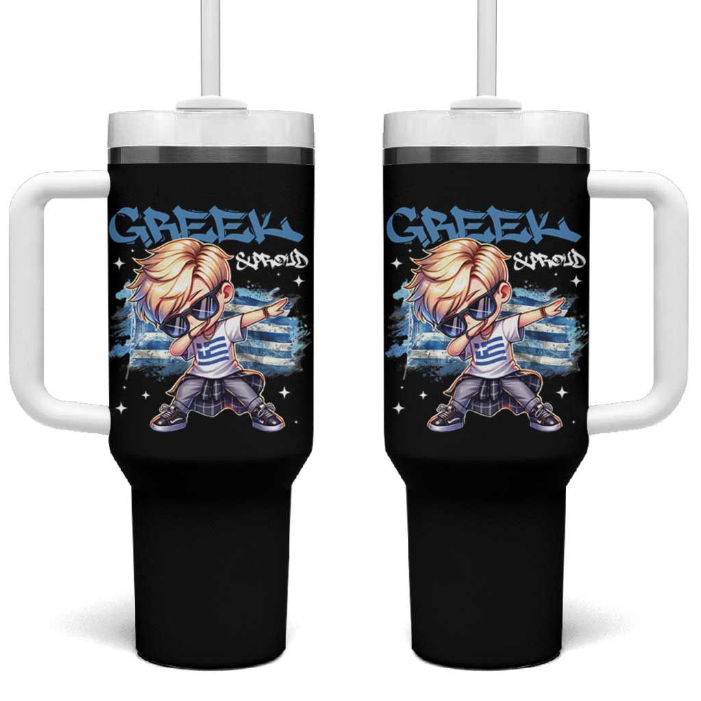 Funny Greek Boy Tumbler With Handle Greek And Proud Dabbing