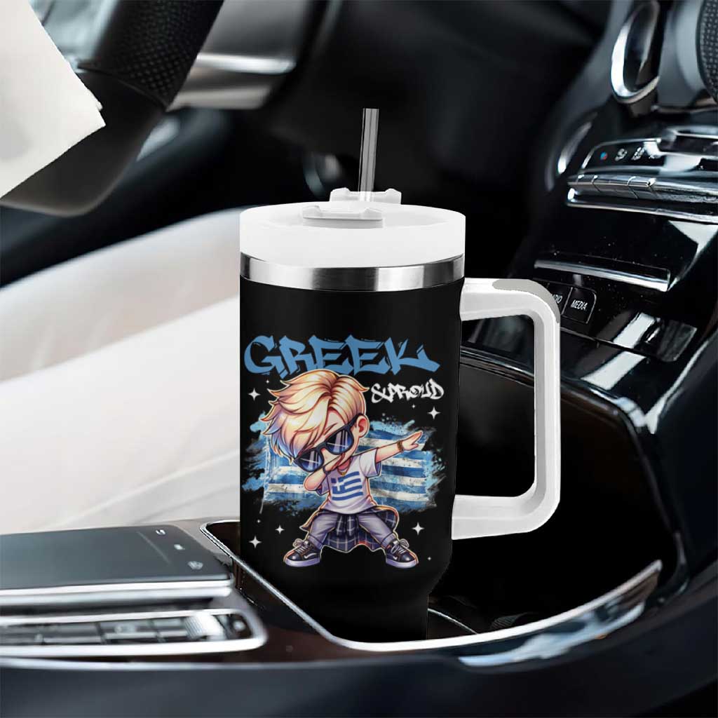 Funny Greek Boy Tumbler With Handle Greek And Proud Dabbing