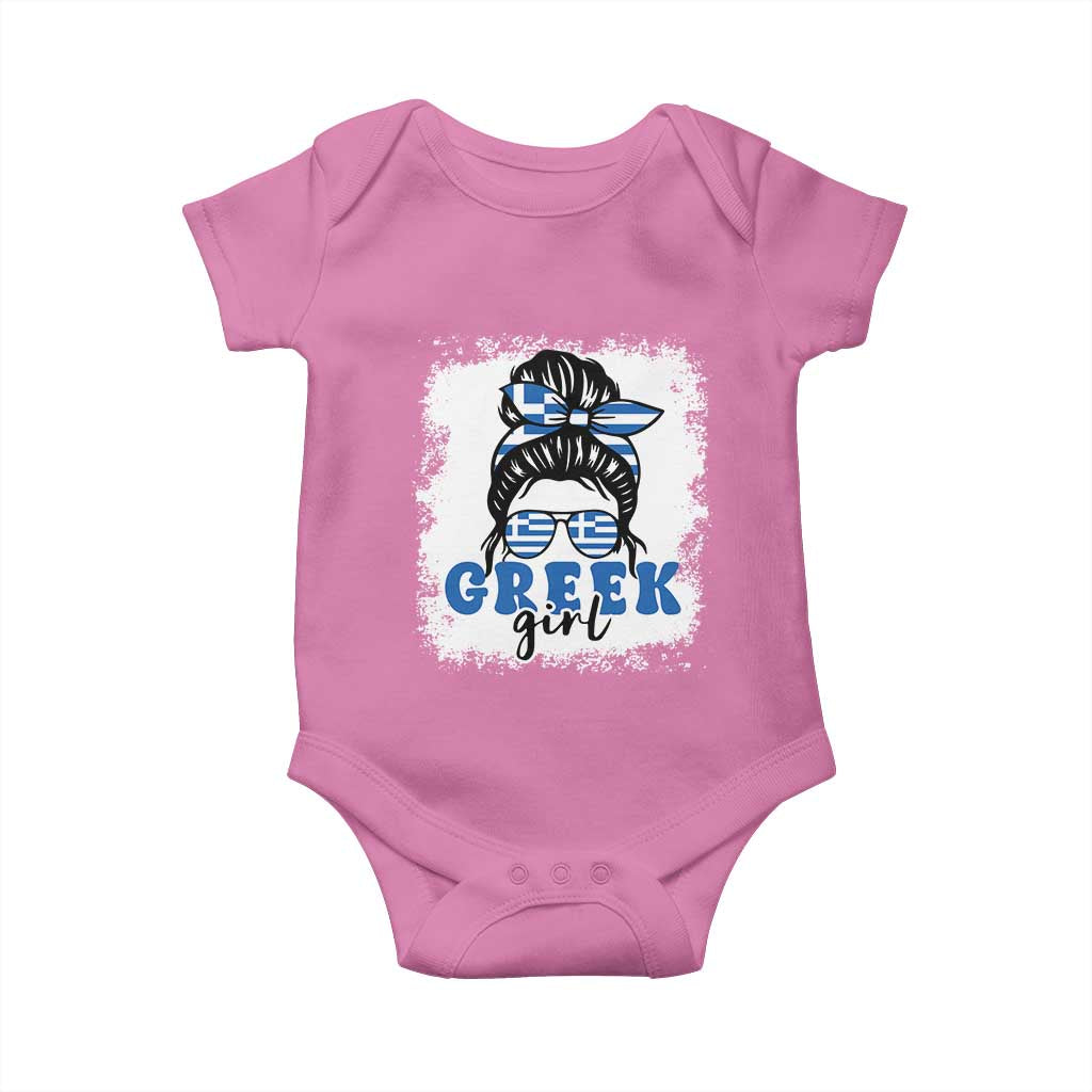 Greek Girl Pride Baby Onesie Proud Greece Messy Bun Girl