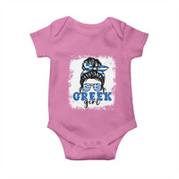 Greek Girl Pride Baby Onesie Proud Greece Messy Bun Girl