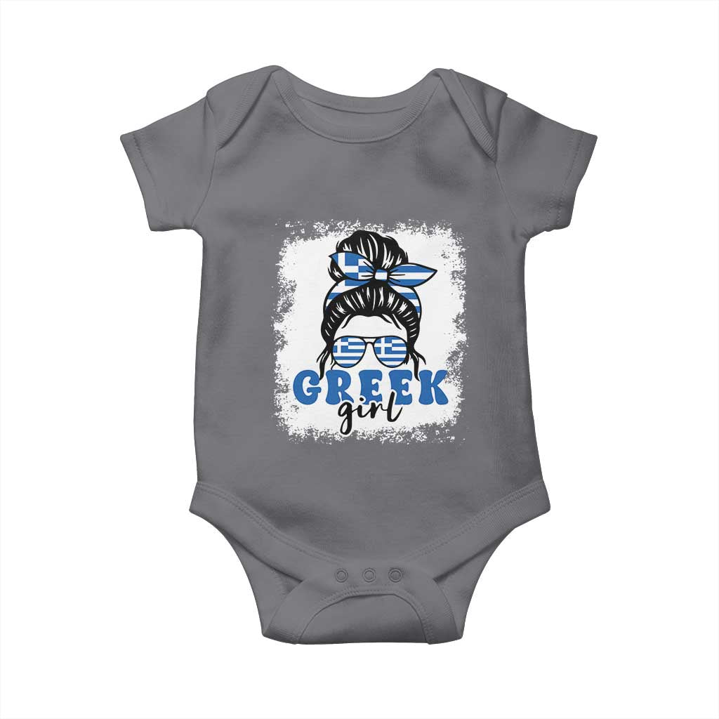 Greek Girl Pride Baby Onesie Proud Greece Messy Bun Girl