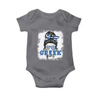 Greek Girl Pride Baby Onesie Proud Greece Messy Bun Girl