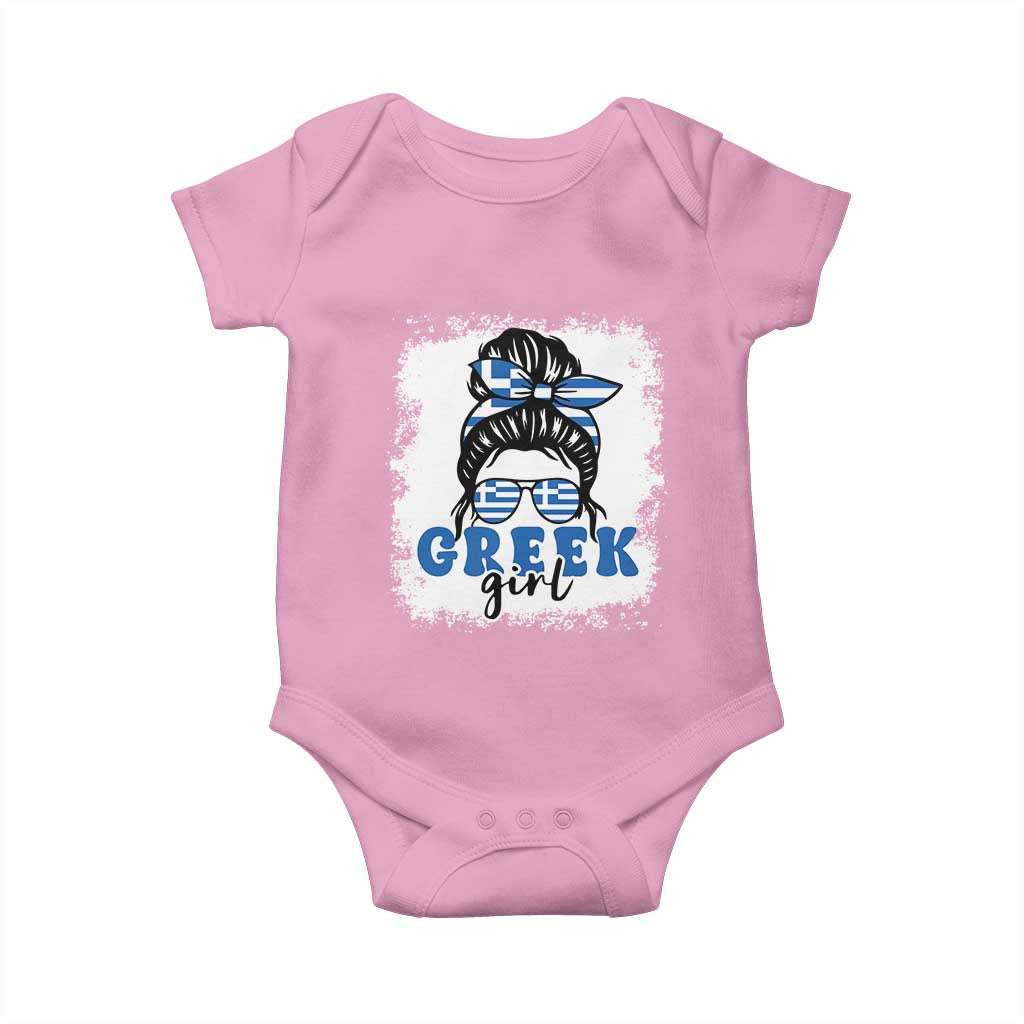 Greek Girl Pride Baby Onesie Proud Greece Messy Bun Girl