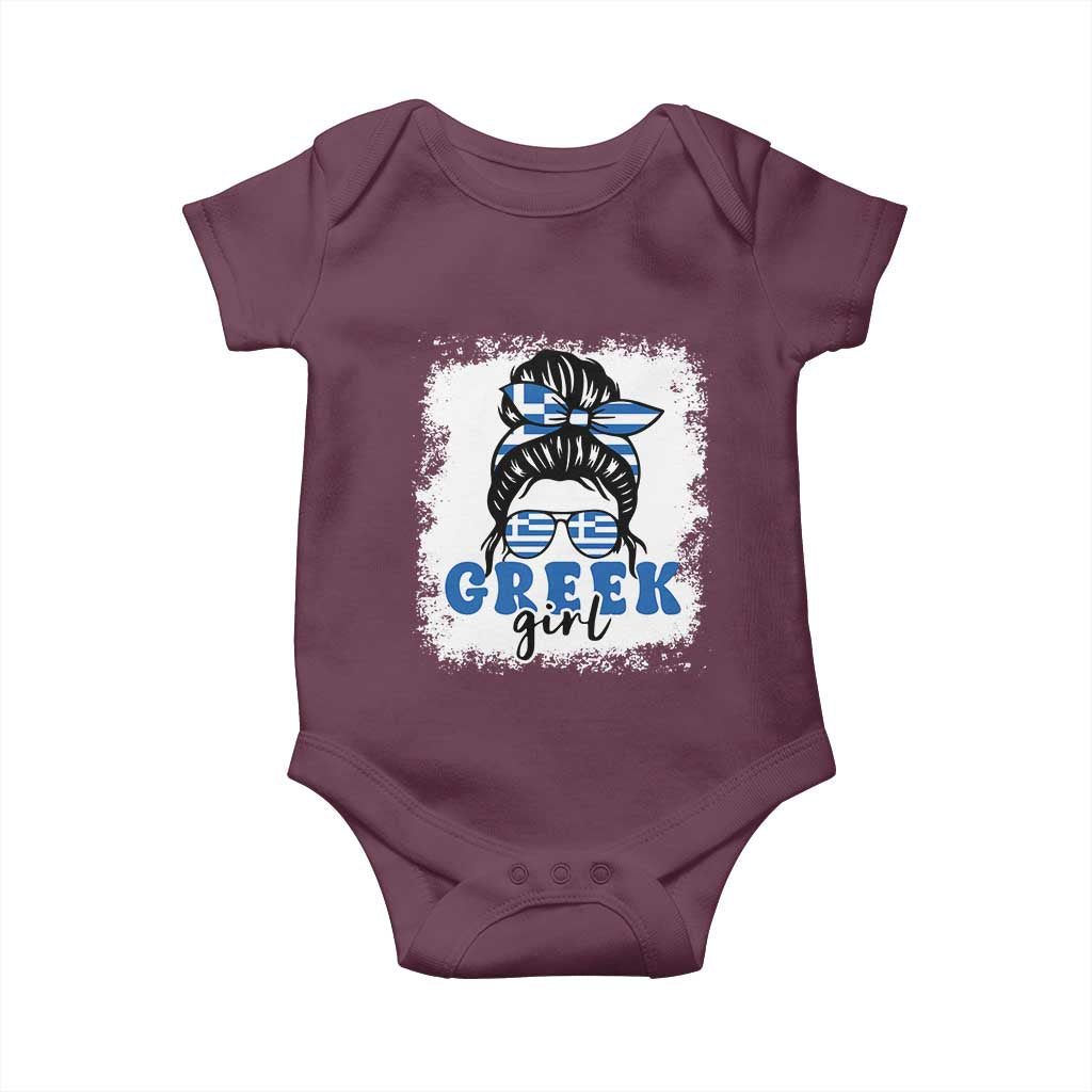 Greek Girl Pride Baby Onesie Proud Greece Messy Bun Girl