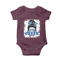 Greek Girl Pride Baby Onesie Proud Greece Messy Bun Girl