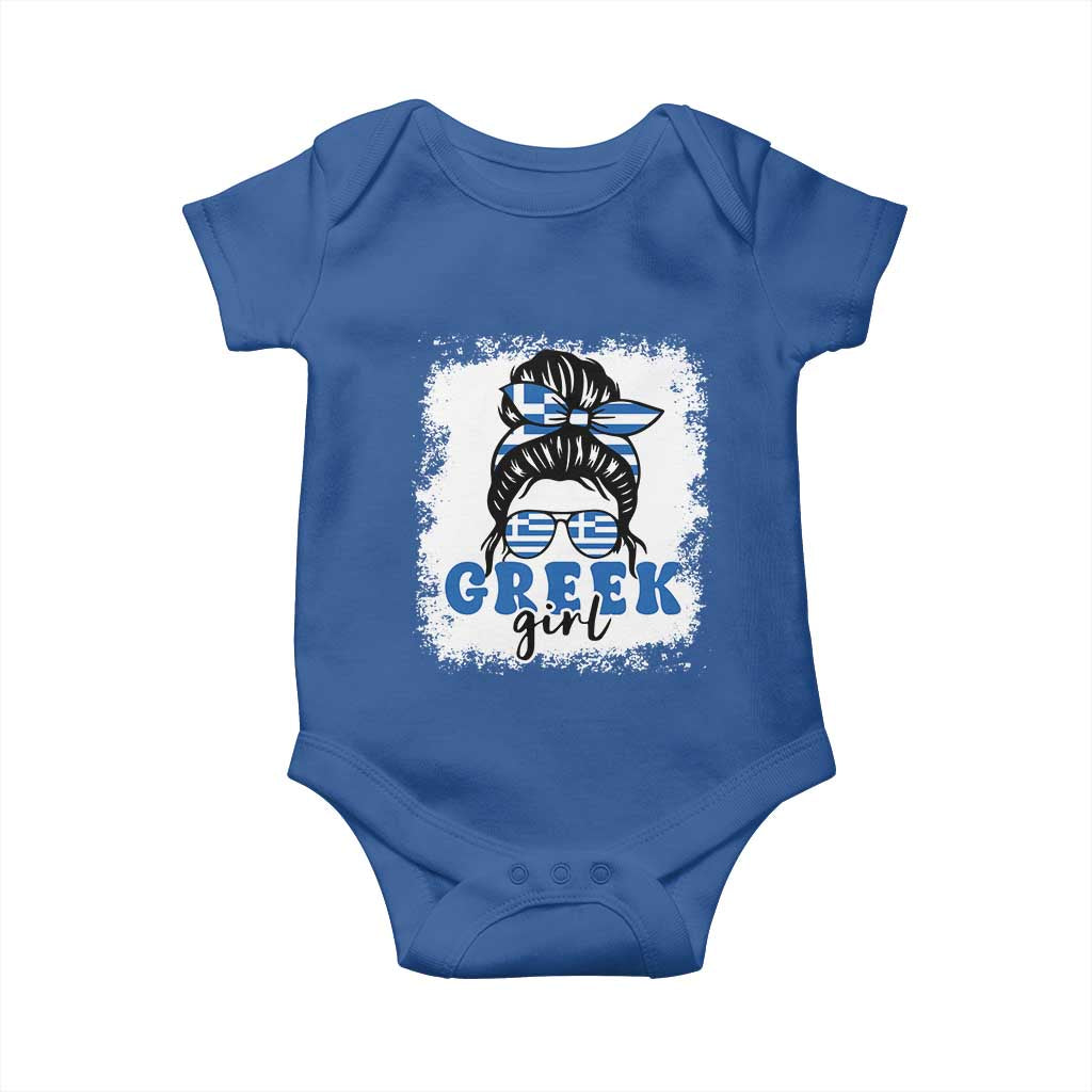 Greek Girl Pride Baby Onesie Proud Greece Messy Bun Girl