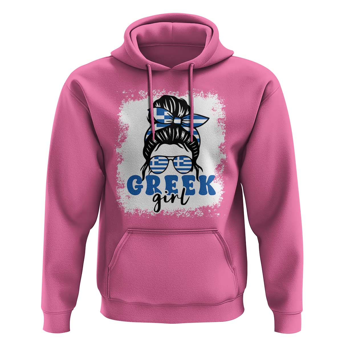Greek Girl Pride Hoodie Proud Greece Messy Bun Girl
