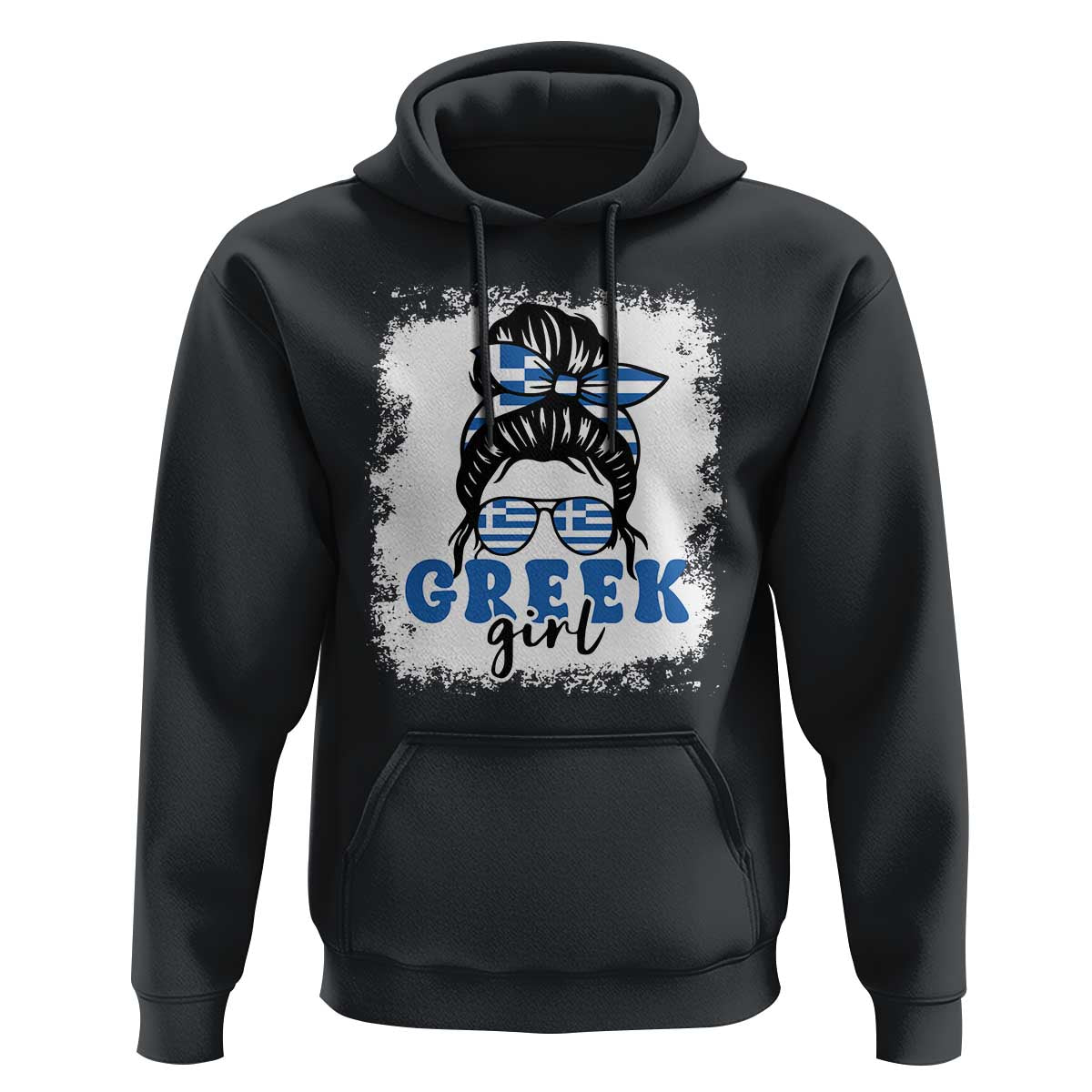 Greek Girl Pride Hoodie Proud Greece Messy Bun Girl