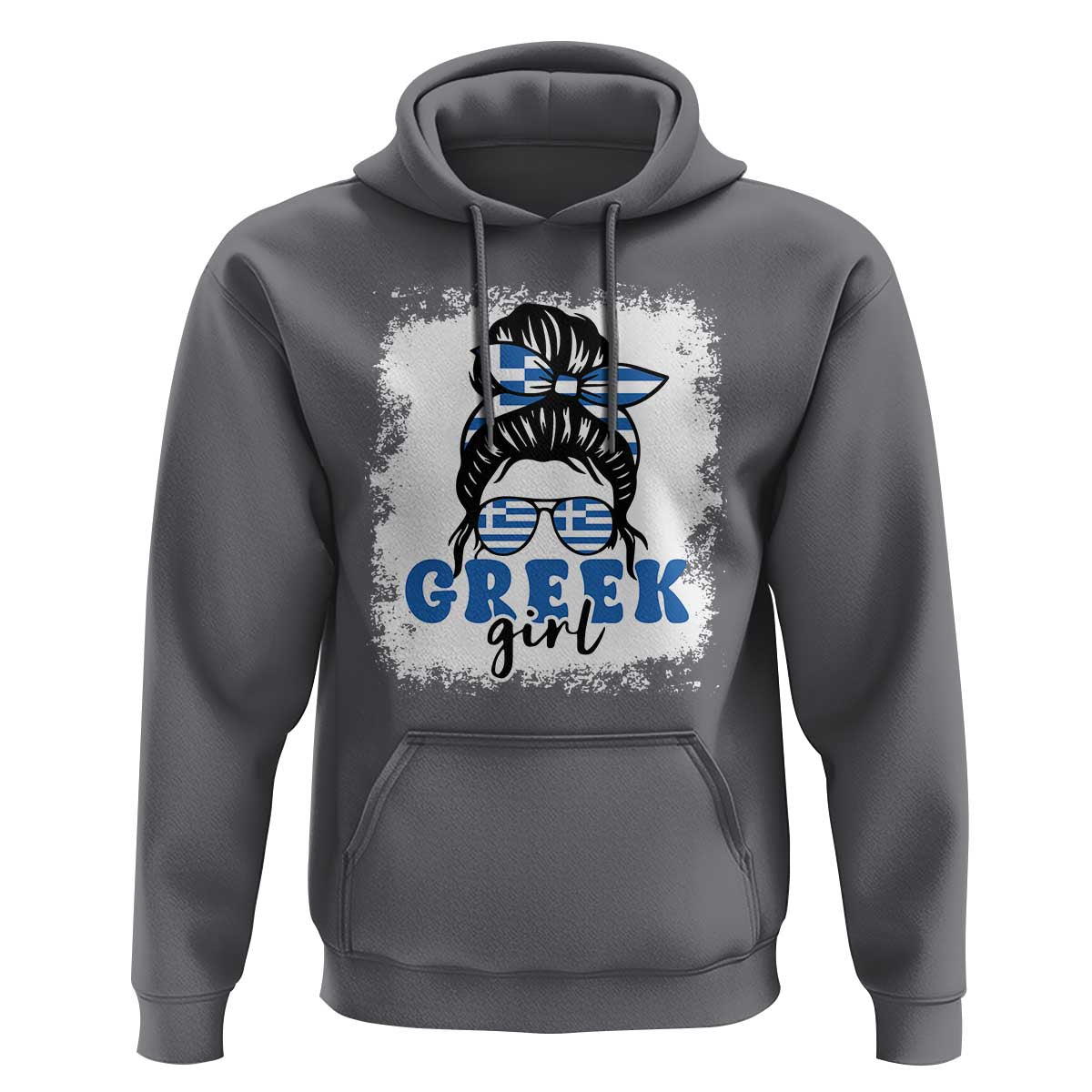 Greek Girl Pride Hoodie Proud Greece Messy Bun Girl