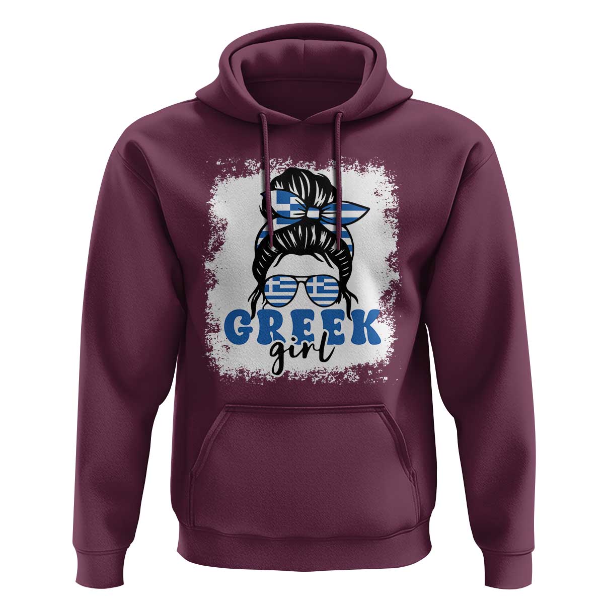 Greek Girl Pride Hoodie Proud Greece Messy Bun Girl