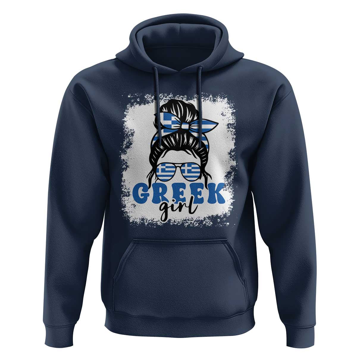 Greek Girl Pride Hoodie Proud Greece Messy Bun Girl