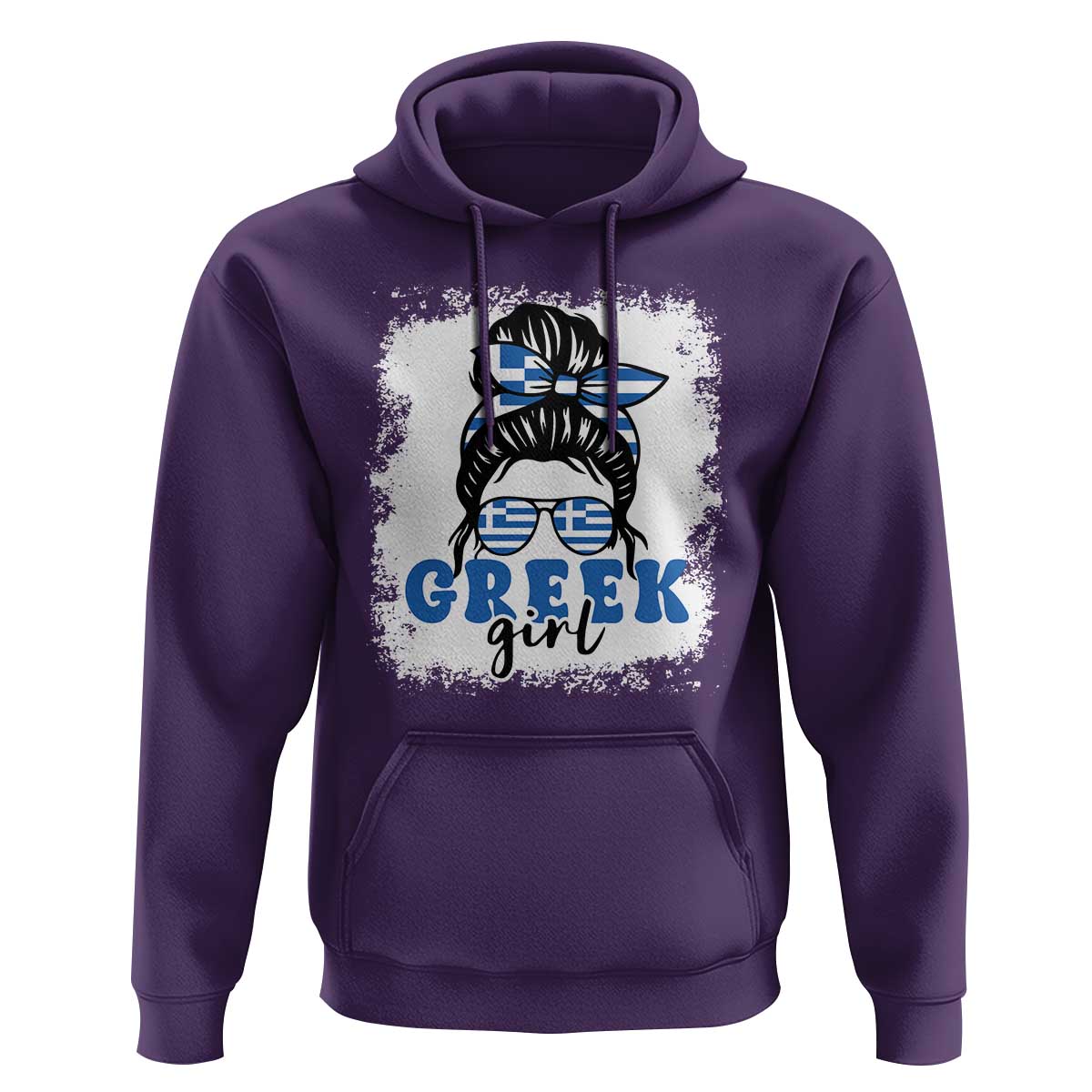 Greek Girl Pride Hoodie Proud Greece Messy Bun Girl