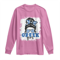 Greek Girl Pride Long Sleeve Shirt Proud Greece Messy Bun Girl