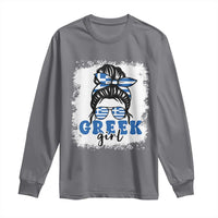 Greek Girl Pride Long Sleeve Shirt Proud Greece Messy Bun Girl