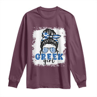 Greek Girl Pride Long Sleeve Shirt Proud Greece Messy Bun Girl
