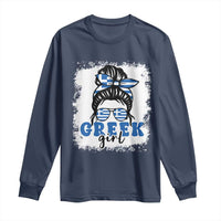 Greek Girl Pride Long Sleeve Shirt Proud Greece Messy Bun Girl