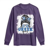 Greek Girl Pride Long Sleeve Shirt Proud Greece Messy Bun Girl
