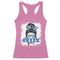 Greek Girl Pride Racerback Tank Top Proud Greece Messy Bun Girl
