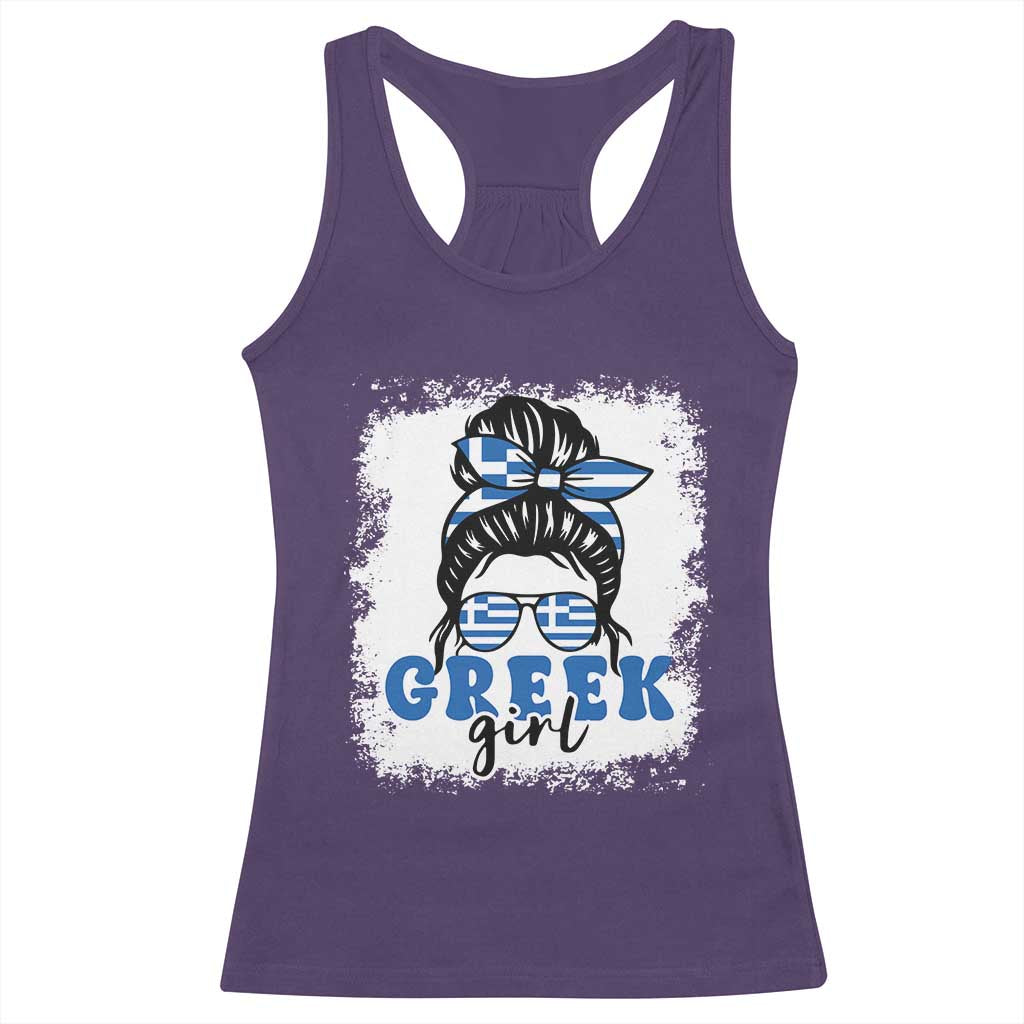 Greek Girl Pride Racerback Tank Top Proud Greece Messy Bun Girl