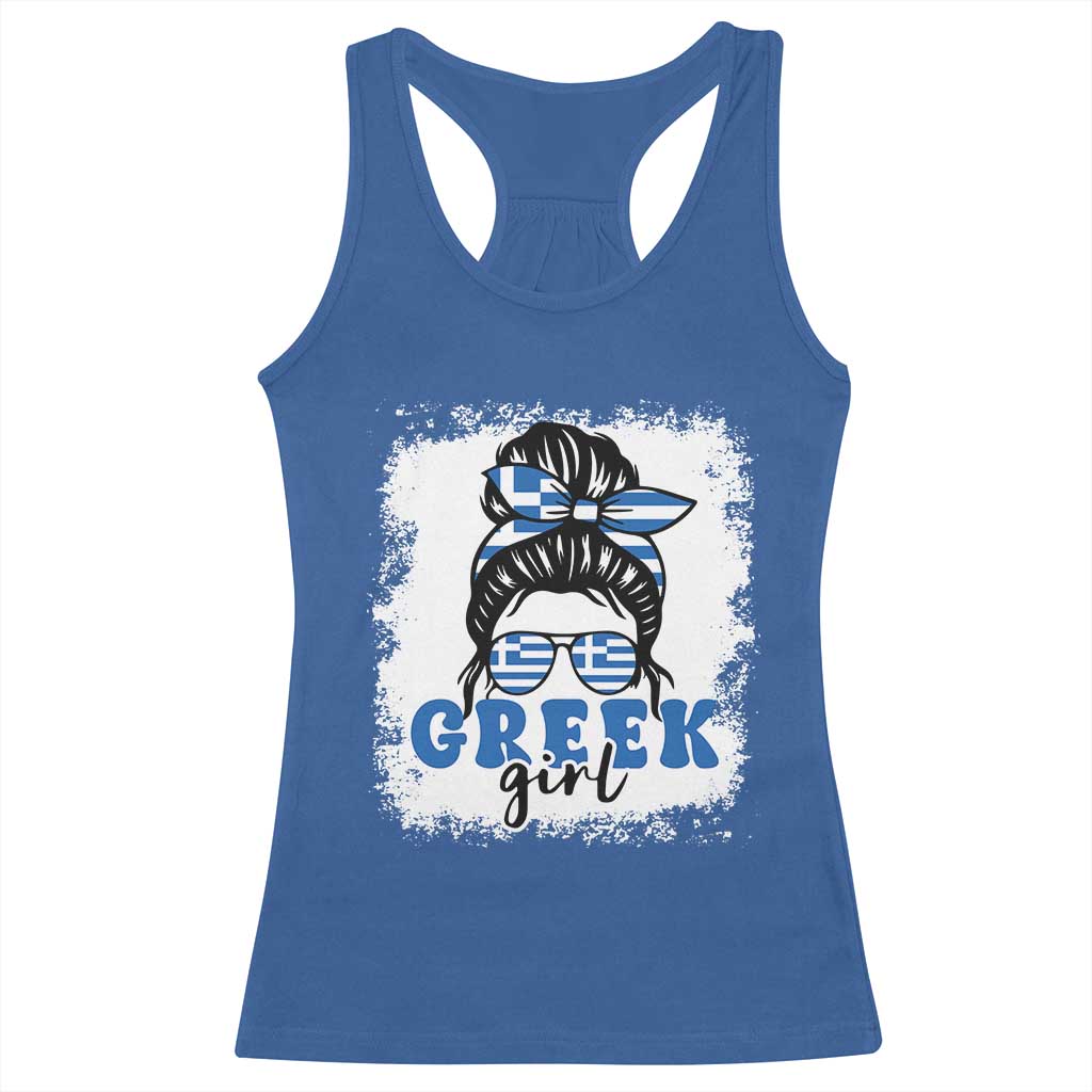 Greek Girl Pride Racerback Tank Top Proud Greece Messy Bun Girl