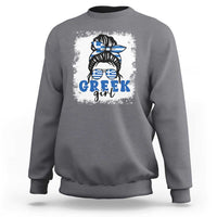 Greek Girl Pride Sweatshirt Proud Greece Messy Bun Girl