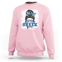 Greek Girl Pride Sweatshirt Proud Greece Messy Bun Girl