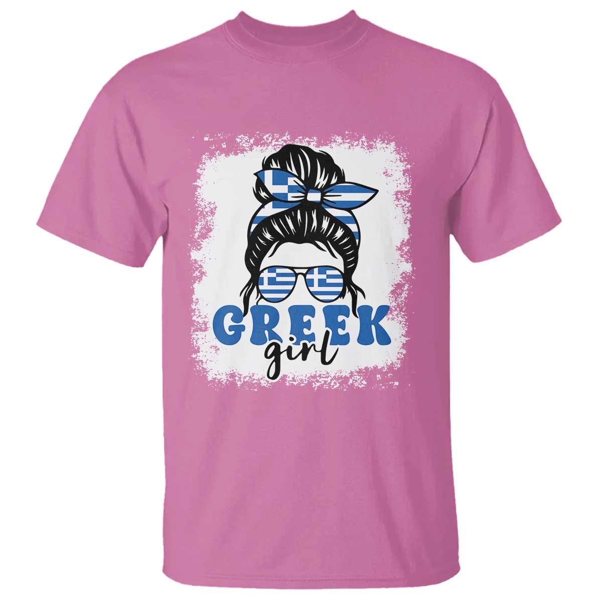 Greek Girl Pride T Shirt Proud Greece Messy Bun Girl