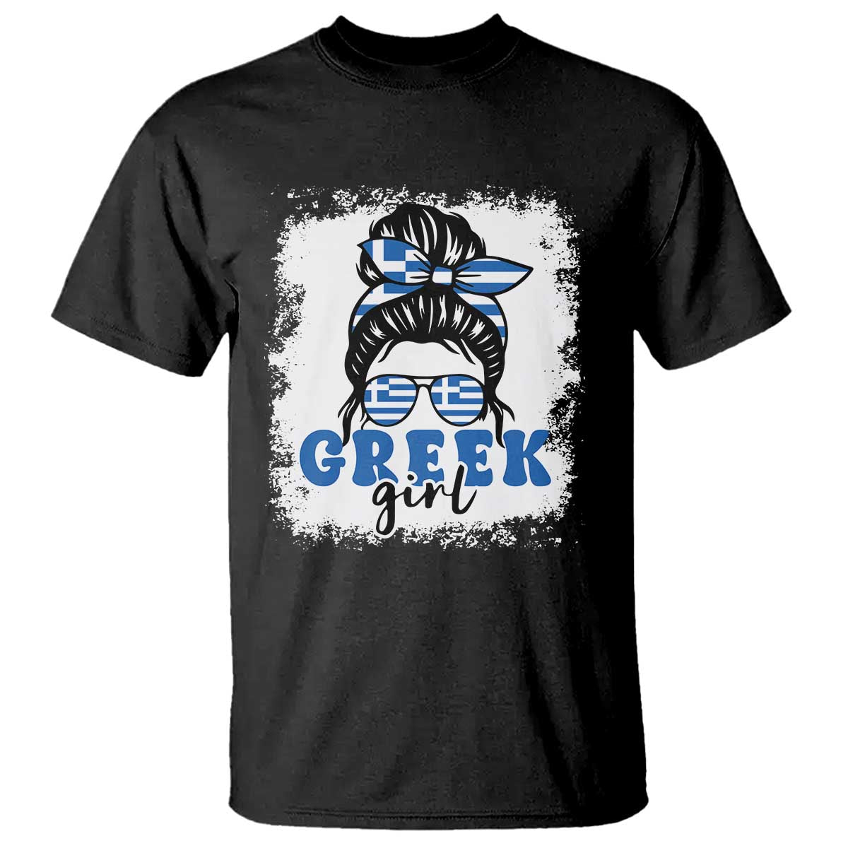 Greek Girl Pride T Shirt Proud Greece Messy Bun Girl