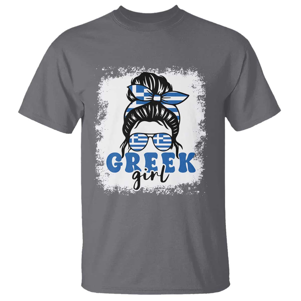 Greek Girl Pride T Shirt Proud Greece Messy Bun Girl