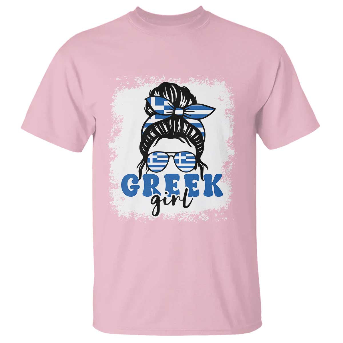 Greek Girl Pride T Shirt Proud Greece Messy Bun Girl