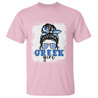 Greek Girl Pride T Shirt Proud Greece Messy Bun Girl