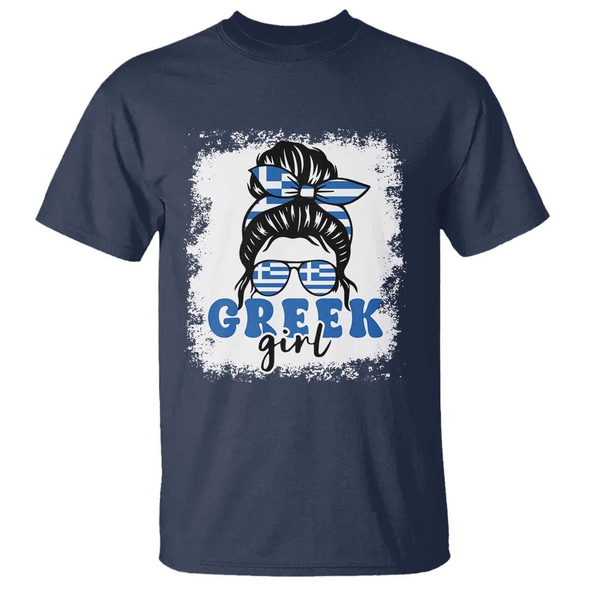 Greek Girl Pride T Shirt Proud Greece Messy Bun Girl